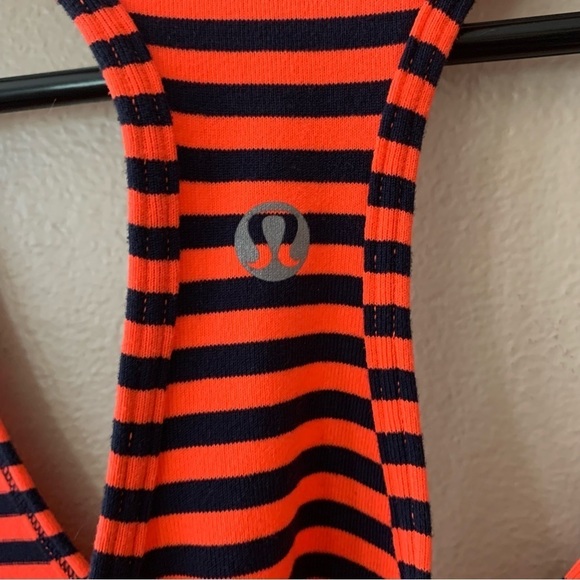 Lululemon Neon Orange and Black Striped Racerback Tank Size 4 - Picture 5 of 9